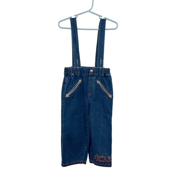 Harley Davidson Other - Vintage Harley-Davidson Toddler Overalls 2T Denim Jeans Boys 100% Cotton Used